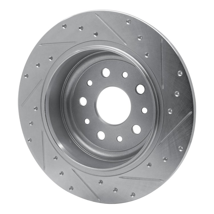 E-Line Drilled & Slotted Silver Brake Rotor, Fits Select Mopar, Position: Rear Left