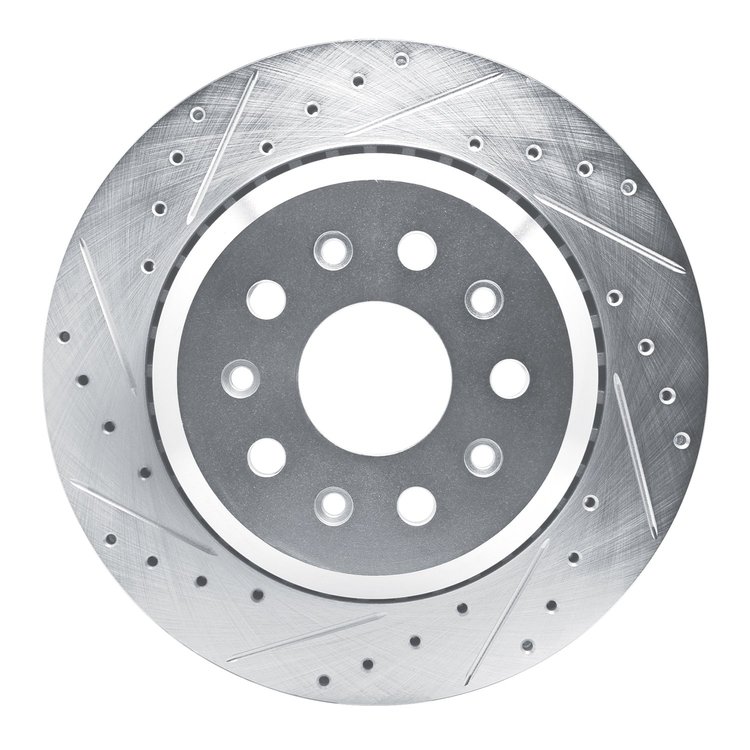 E-Line Drilled & Slotted Silver Brake Rotor, Fits Select Mopar, Position: Rear Left