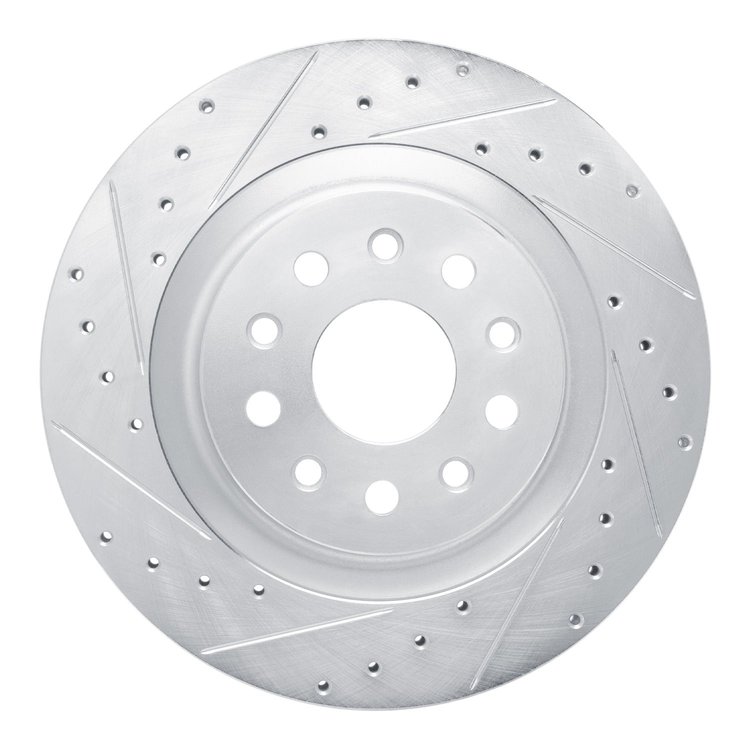 E-Line Drilled & Slotted Silver Brake Rotor, Fits Select Mopar, Position: Rear Left