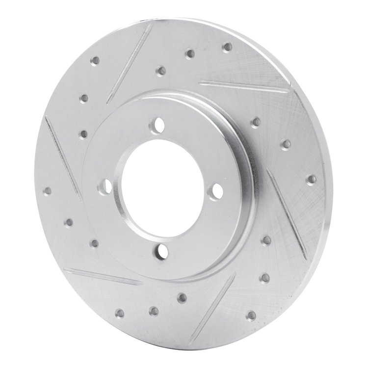 E-Line Drilled & Slotted Silver Brake Rotor, 1974-1987 Fits Multiple Makes/Models, Position: Front Left