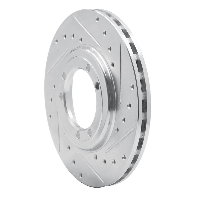 E-Line Drilled & Slotted Silver Brake Rotor, 1992-2004 GM, Position: Front & Rear Right
