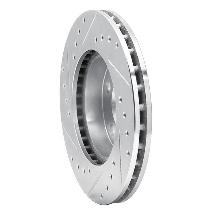 E-Line Drilled & Slotted Silver Brake Rotor, 1980-1989 GM, Position: Front Right