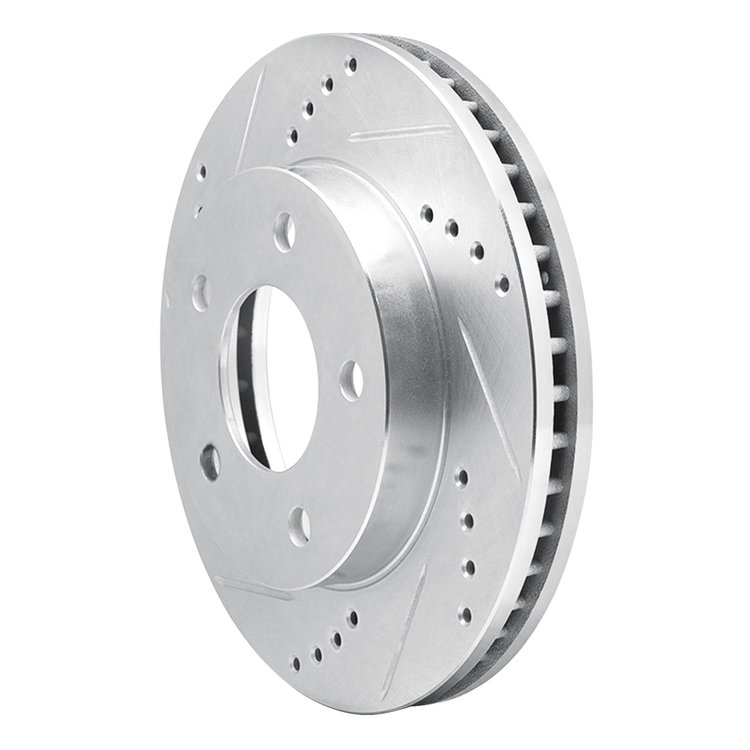 E-Line Drilled & Slotted Silver Brake Rotor, 1983-1996 GM, Position: Front Left