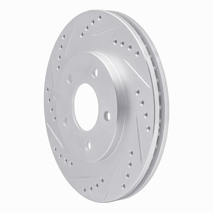 E-Line Drilled & Slotted Silver Brake Rotor, 1994-2001 GM, Position: Front Left