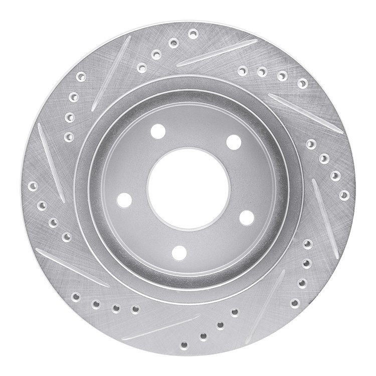 E-Line Drilled & Slotted Silver Brake Rotor, 1994-2001 GM, Position: Front Right