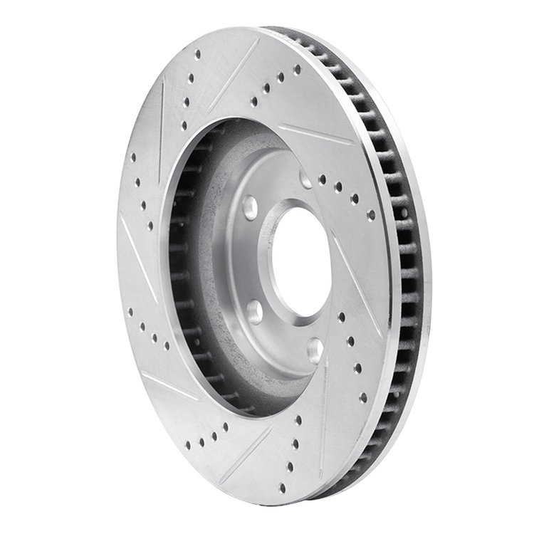 E-Line Drilled & Slotted Silver Brake Rotor, 1997-2005 GM, Position: Front Right