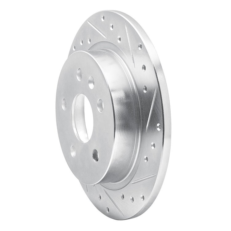 E-Line Drilled & Slotted Silver Brake Rotor, 2011-2016 GM, Position: Rear Right