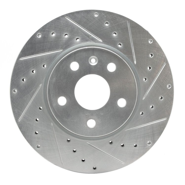 E-Line Drilled & Slotted Silver Brake Rotor, Fits Select GM, Position: Front Right