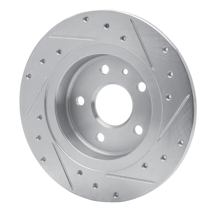 E-Line Drilled & Slotted Silver Brake Rotor, Fits Select GM, Position: Rear Left