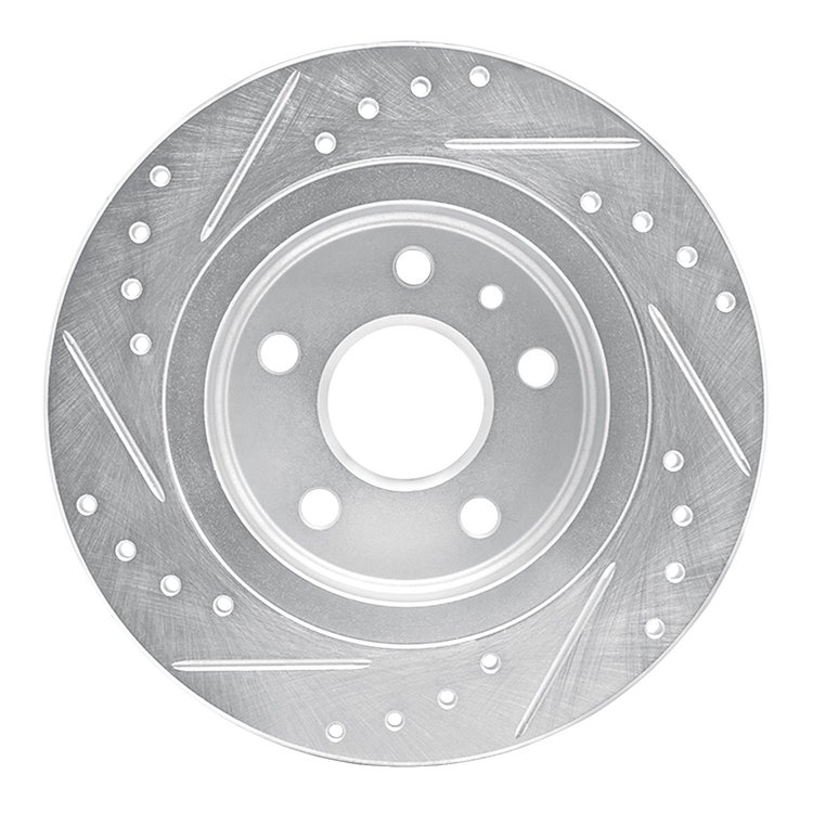 E-Line Drilled & Slotted Silver Brake Rotor, Fits Select GM, Position: Rear Right