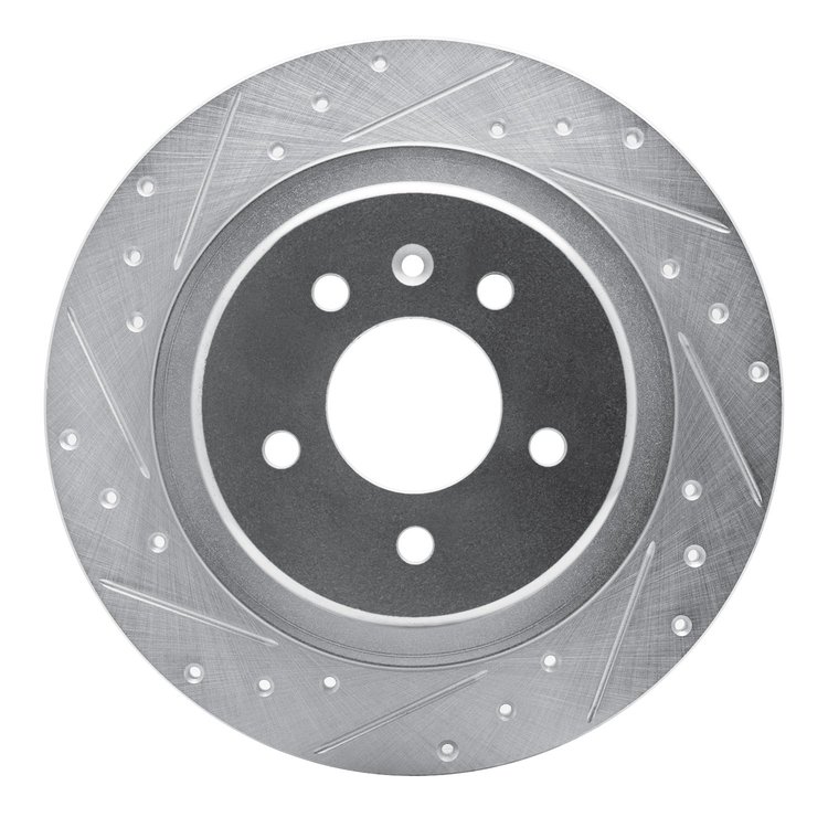 E-Line Drilled & Slotted Silver Brake Rotor, 2016-2018 GM, Position: Rear Left