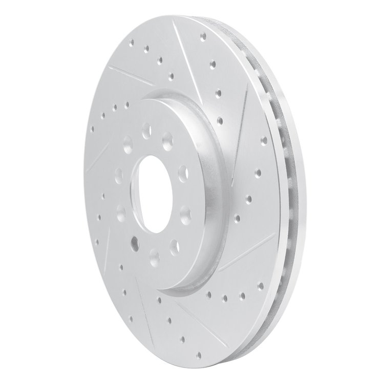 E-Line Drilled & Slotted Silver Brake Rotor, 2016-2020 GM, Position: Front Right