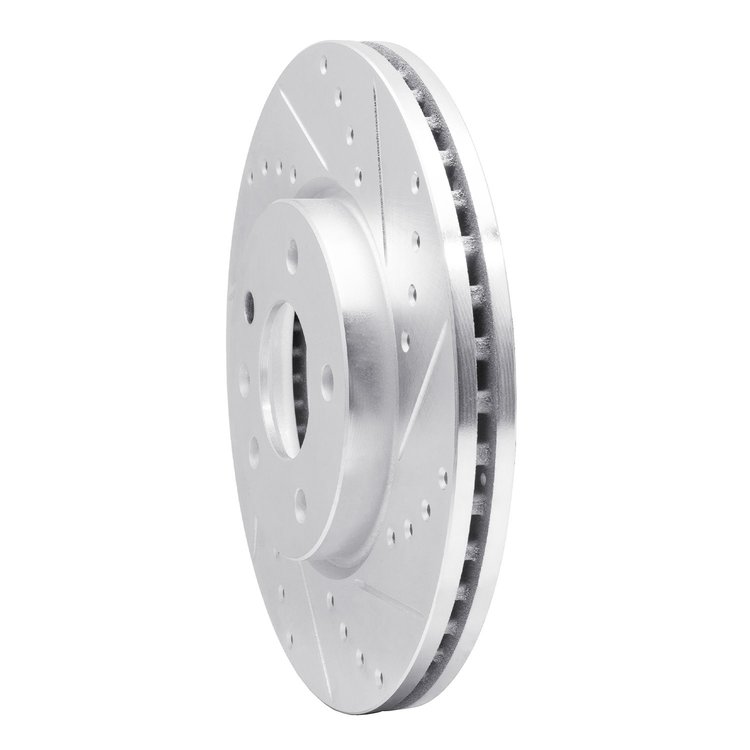 E-Line Drilled & Slotted Silver Brake Rotor, Fits Select GM, Position: Front Right