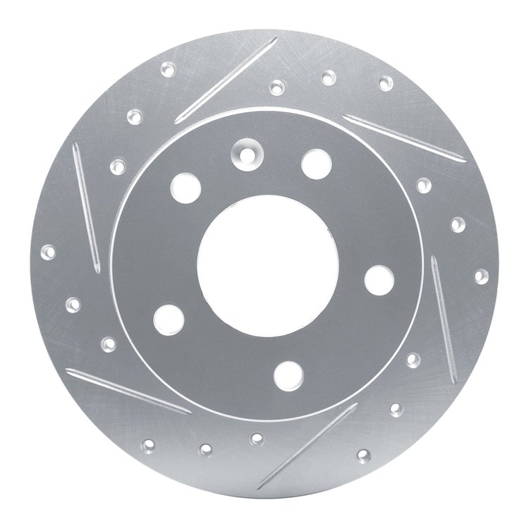 E-Line Drilled & Slotted Silver Brake Rotor, Fits Select GM, Position: Rear Left