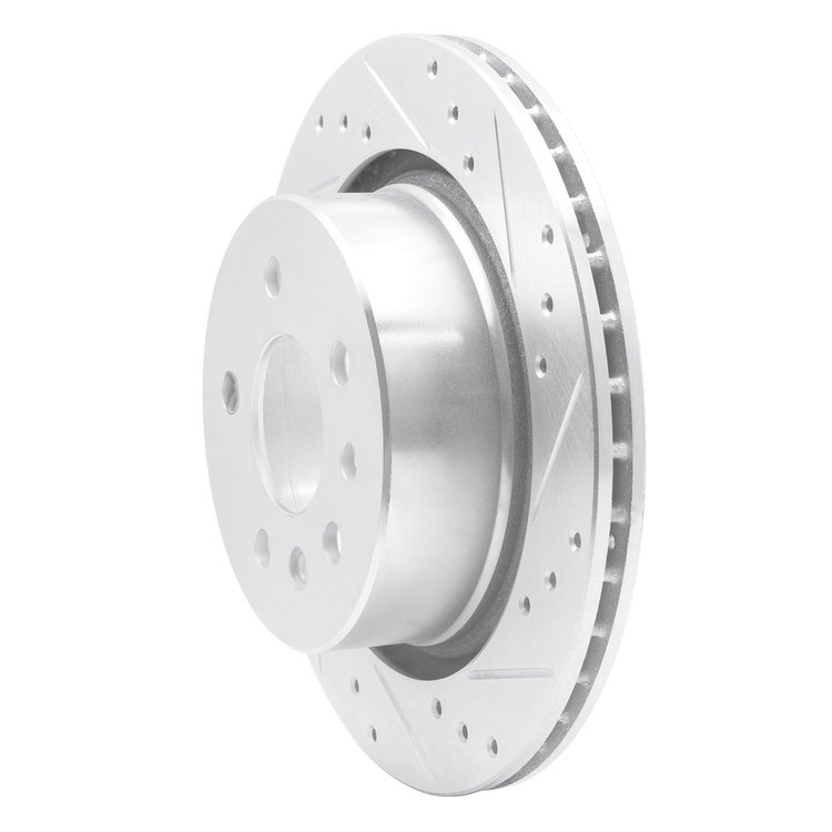 E-Line Drilled & Slotted Silver Brake Rotor, 2001-2001 GM, Position: Rear Right
