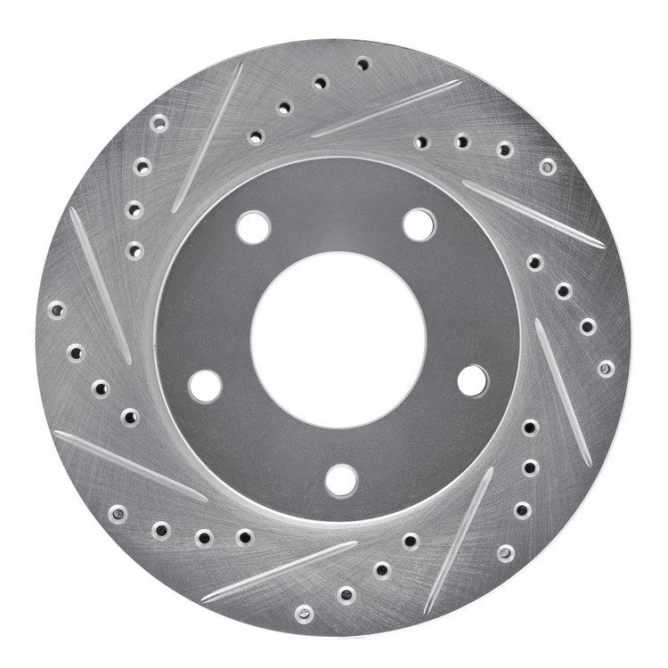 E-Line Drilled & Slotted Silver Brake Rotor, 1969-1978 GM, Position: Front Left, Rear Left