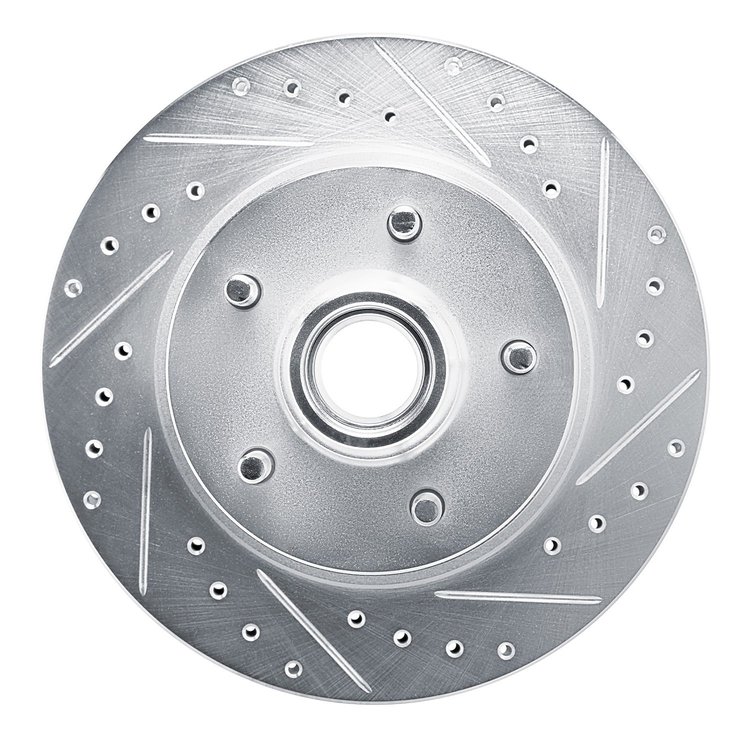 E-Line Drilled & Slotted Silver Brake Rotor, 1990-1990 GM, Position: Front Right