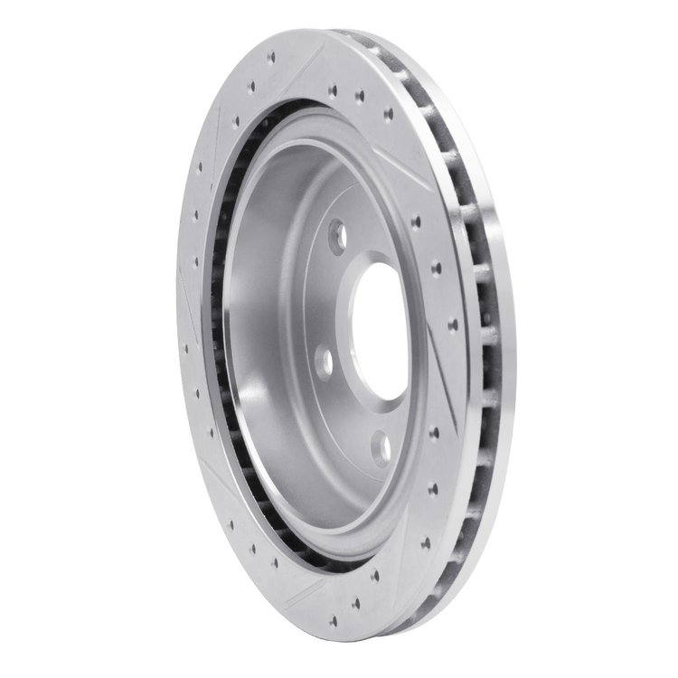 E-Line Drilled & Slotted Silver Brake Rotor, 1997-2013 GM, Position: Rear Right