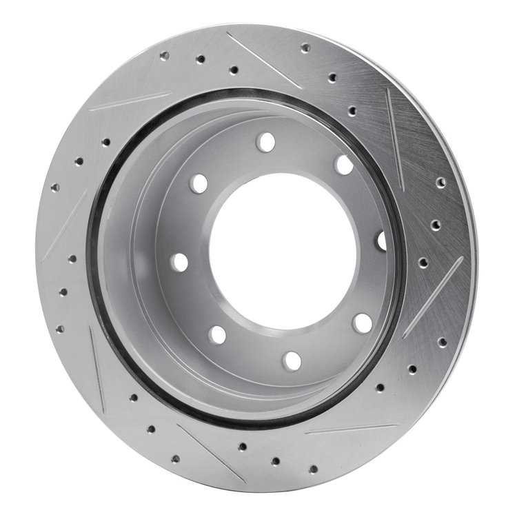 E-Line Drilled & Slotted Silver Brake Rotor, 2000-2011 GM, Position: Rear Left