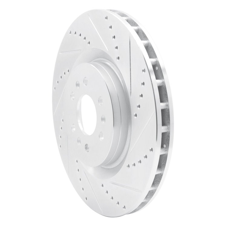 E-Line Drilled & Slotted Silver Brake Rotor, 2004-2011 GM, Position: Front Right