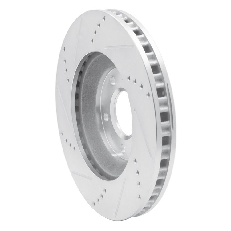 E-Line Drilled & Slotted Silver Brake Rotor, 2004-2008 GM, Position: Front Right