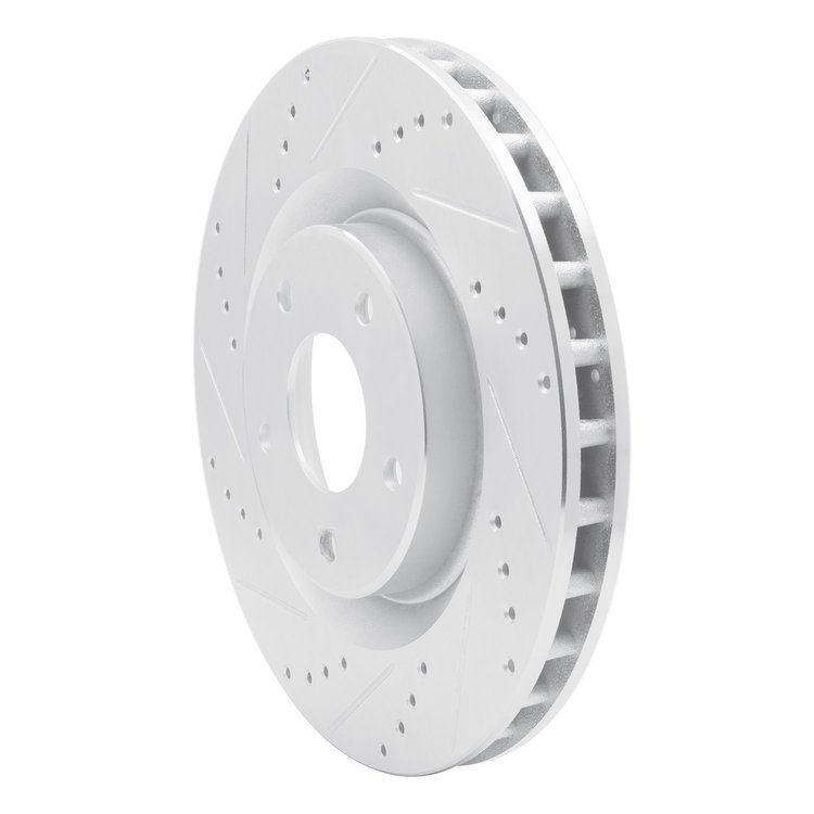 E-Line Drilled & Slotted Silver Brake Rotor, 2005-2013 GM, Position: Front Left