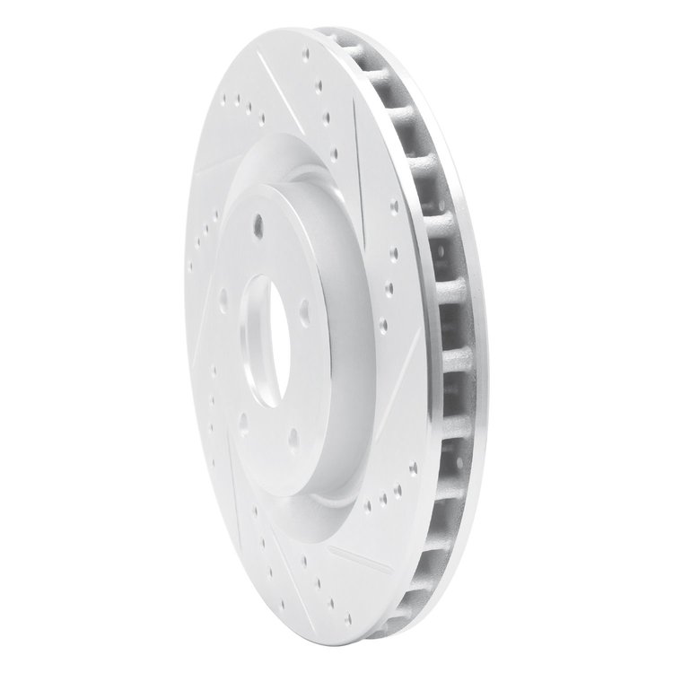 E-Line Drilled & Slotted Silver Brake Rotor, 2005-2013 GM, Position: Front Right