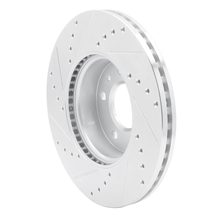 E-Line Drilled & Slotted Silver Brake Rotor, Fits Select GM, Position: Front Right