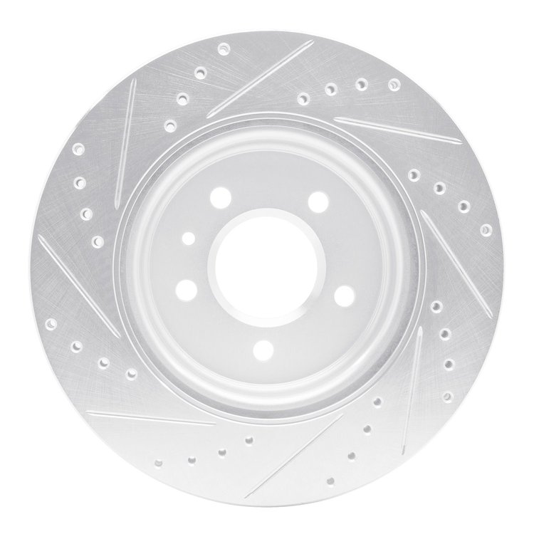 E-Line Drilled & Slotted Silver Brake Rotor, 2016-2020 GM, Position: Rear Right