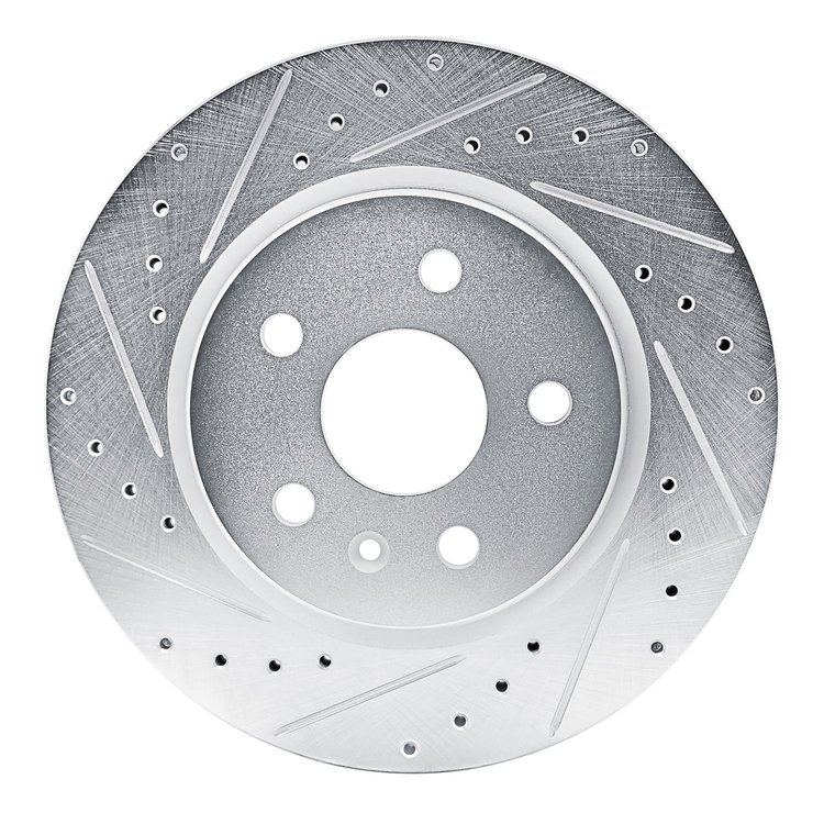 E-Line Drilled & Slotted Silver Brake Rotor, Fits Select GM, Position: Rear Left