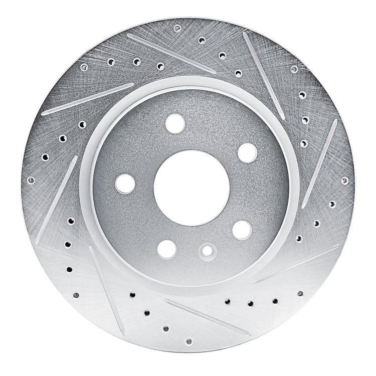 E-Line Drilled & Slotted Silver Brake Rotor, Fits Select GM, Position: Rear Right