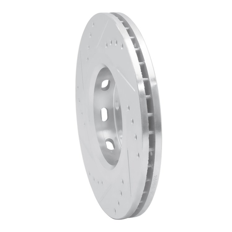 E-Line Drilled & Slotted Silver Brake Rotor, 2004-2017 GM, Position: Front Right