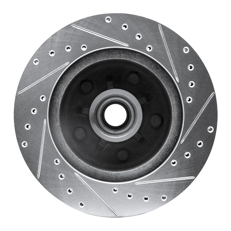 E-Line Drilled & Slotted Silver Brake Rotor, 1977-1978 GM, Position: Front Left