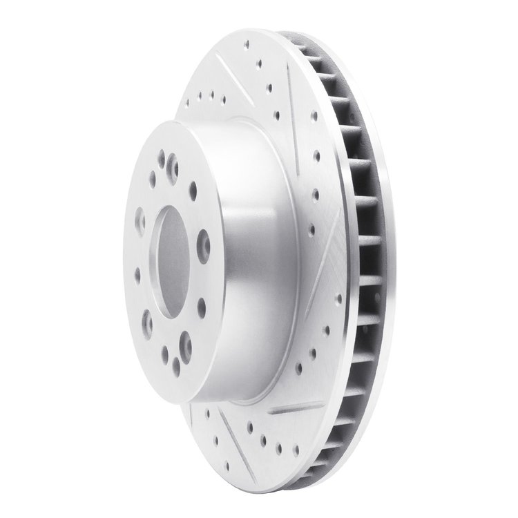 E-Line Drilled & Slotted Silver Brake Rotor, 1963-1982 GM, Position: Front & Rear Right