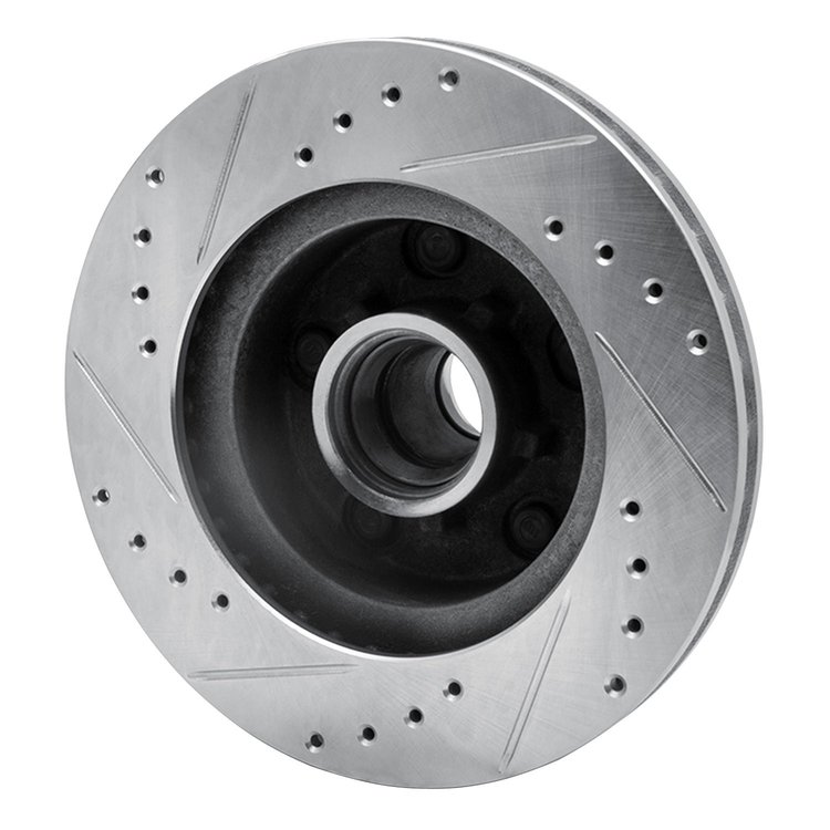 E-Line Drilled & Slotted Silver Brake Rotor, 1978-1990 GM, Position: Front Right