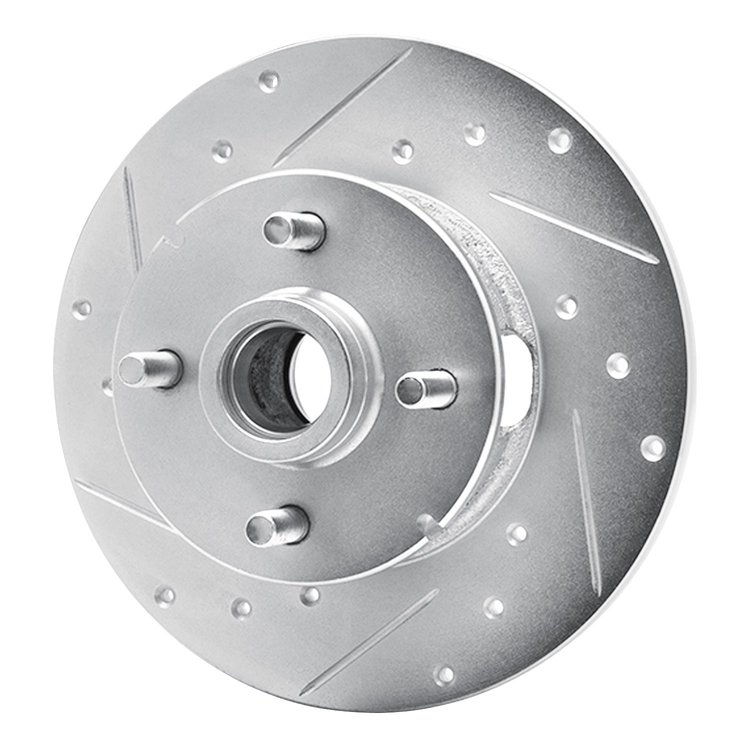 E-Line Drilled & Slotted Silver Brake Rotor, 1978-1987 GM, Position: Front Left