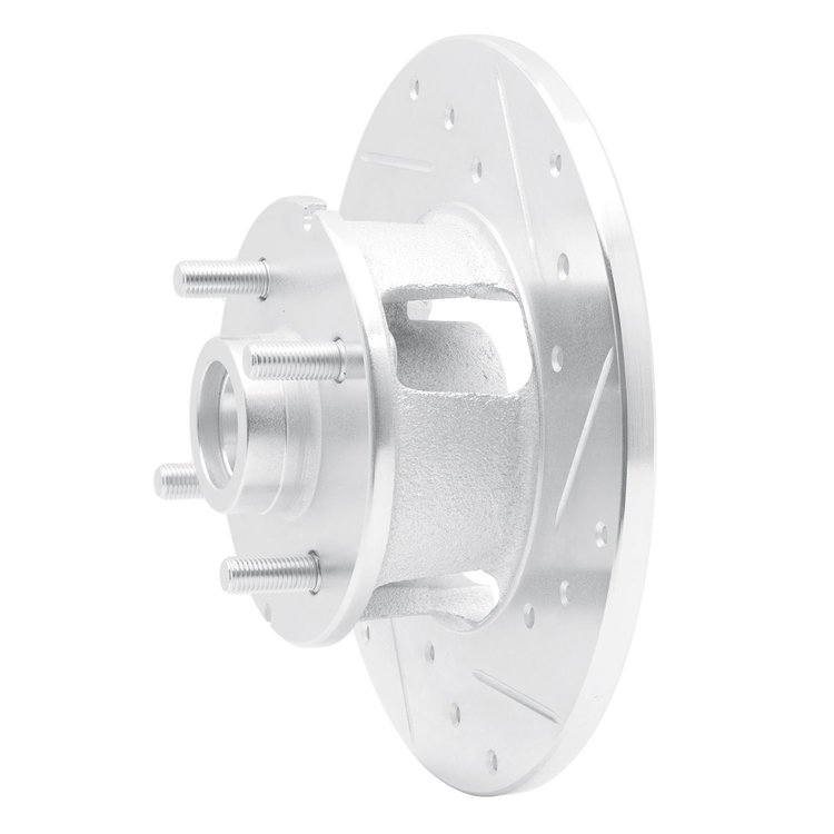E-Line Drilled & Slotted Silver Brake Rotor, 1978-1987 GM, Position: Front Right
