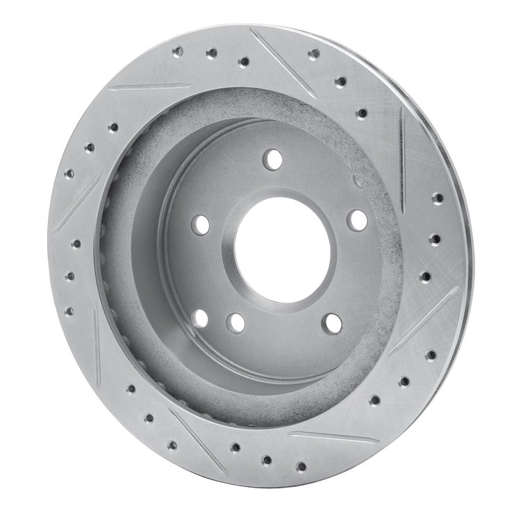 E-Line Drilled & Slotted Silver Brake Rotor, 1984-1987 GM, Position: Rear Left