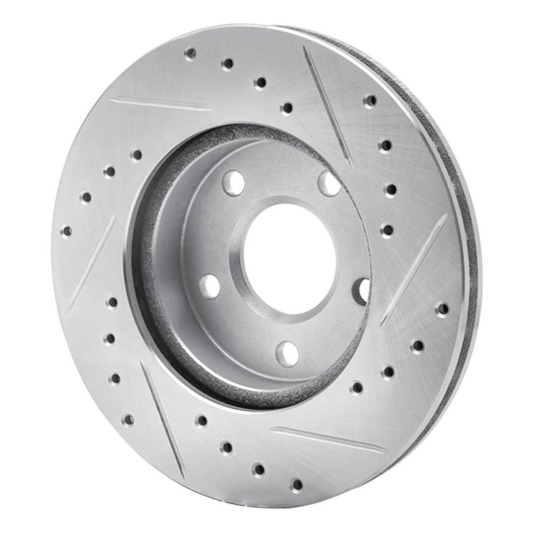 E-Line Drilled & Slotted Silver Brake Rotor, 1985-1991 GM, Position: Front Left