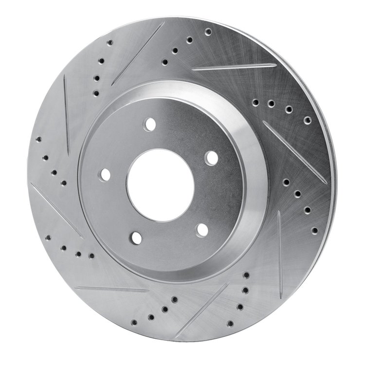 E-Line Drilled & Slotted Silver Brake Rotor, 1988-1996 GM, Position: Right Front