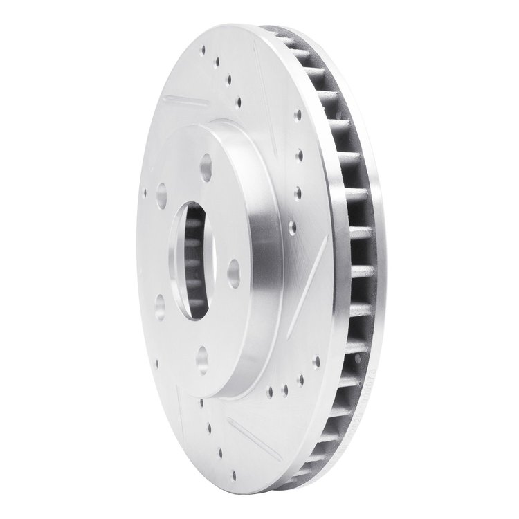 E-Line Drilled & Slotted Silver Brake Rotor, 1990-1997 GM, Position: Front Right