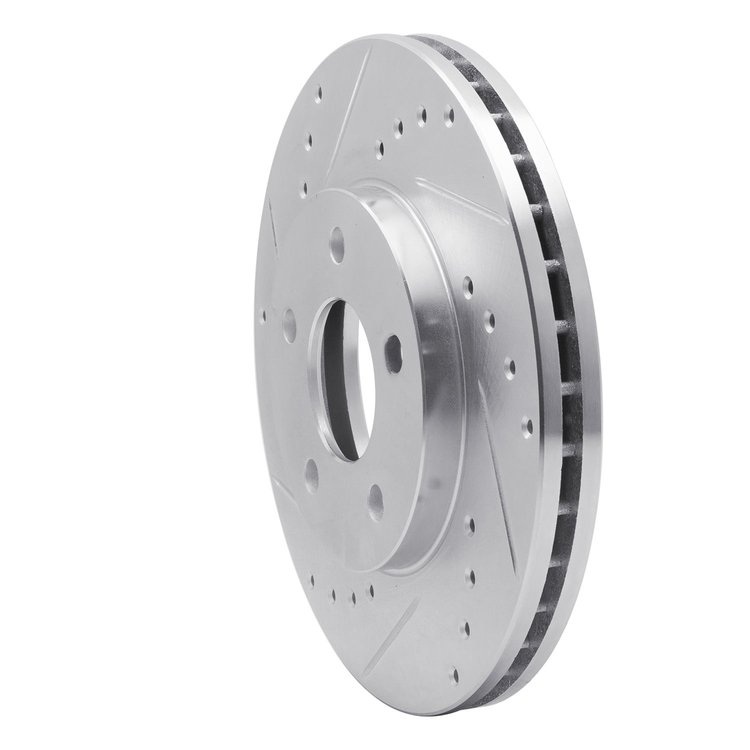 E-Line Drilled & Slotted Silver Brake Rotor, 2004-2008 GM, Position: Front Left