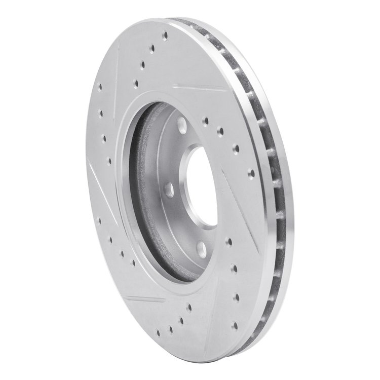 E-Line Drilled & Slotted Silver Brake Rotor, 2004-2008 GM, Position: Front Right
