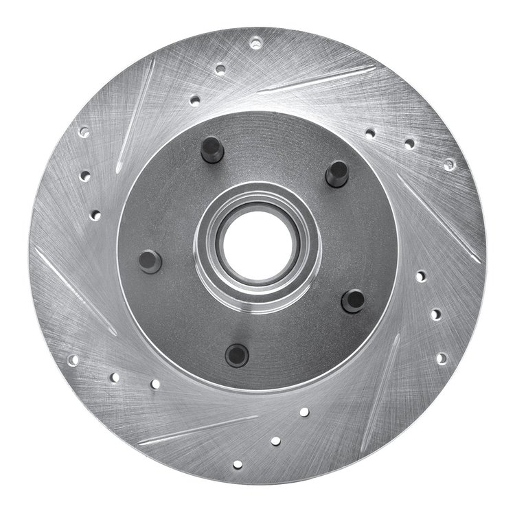 E-Line Drilled & Slotted Silver Brake Rotor, 2005-2005 GM, Position: Front Left