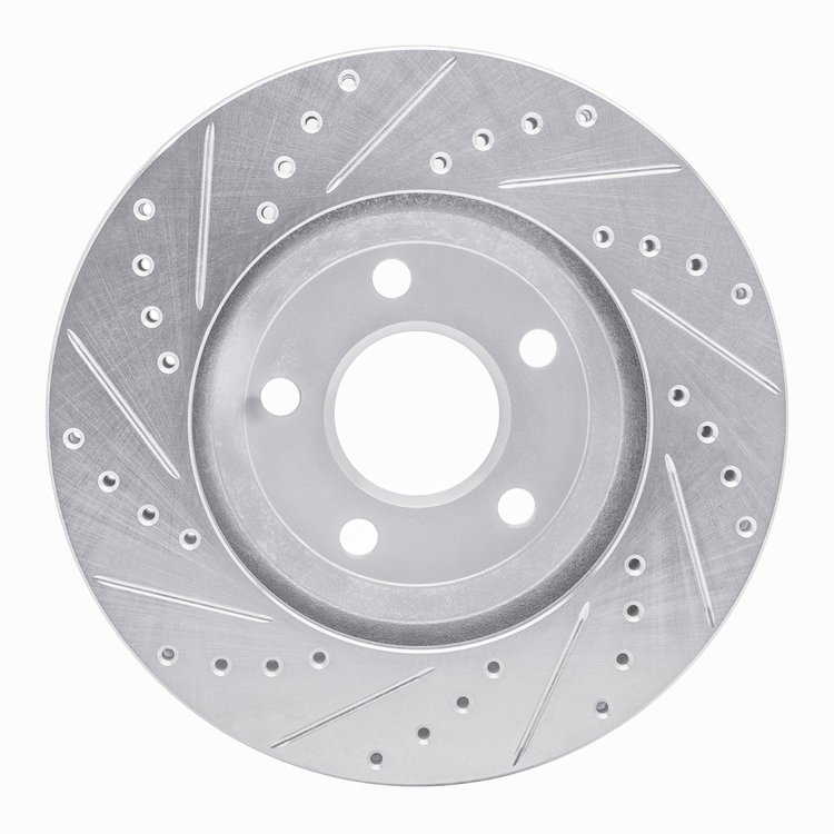 E-Line Drilled & Slotted Silver Brake Rotor, 2005-2005 GM, Position: Front Right