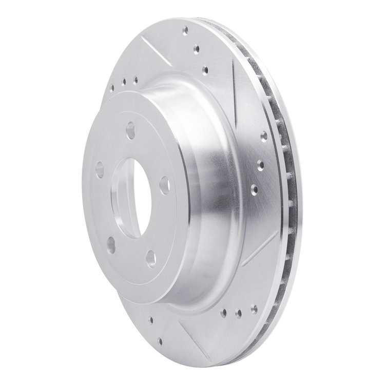 E-Line Drilled & Slotted Silver Brake Rotor, 2008-2010 GM, Position: Rear Right
