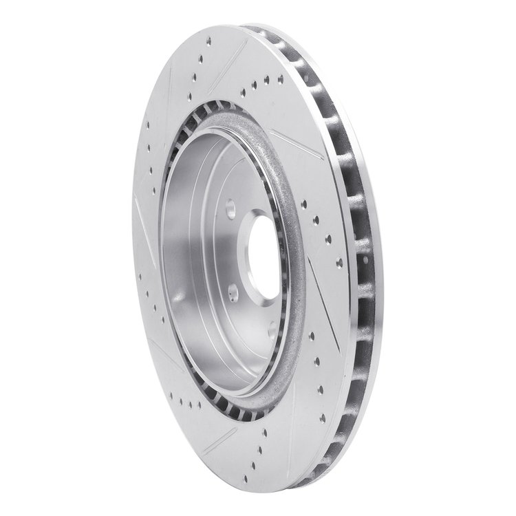 E-Line Drilled & Slotted Silver Brake Rotor, Fits Select GM, Position: Rear Right