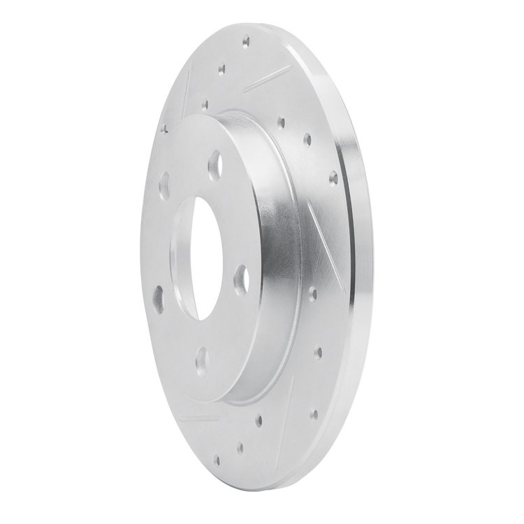E-Line Drilled & Slotted Silver Brake Rotor, 2004-2016 GM, Position: Rear Left