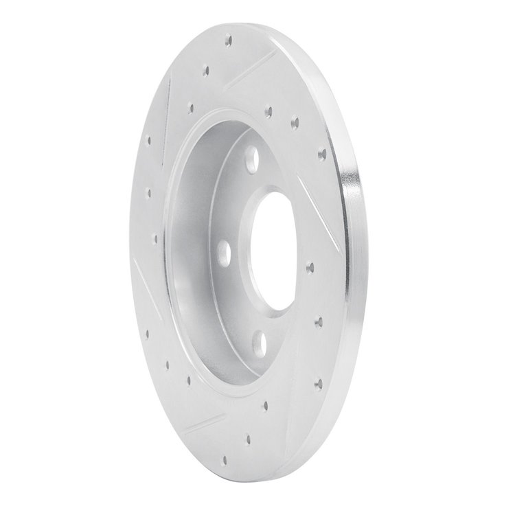 E-Line Drilled & Slotted Silver Brake Rotor, 2004-2016 GM, Position: Rear Right