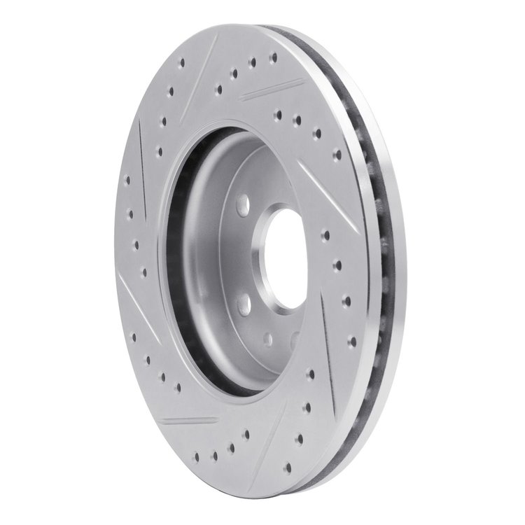 E-Line Drilled & Slotted Silver Brake Rotor, Fits Select GM, Position: Front Right
